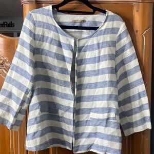 CHARGET linen Italian bolero blue striped jacket size L